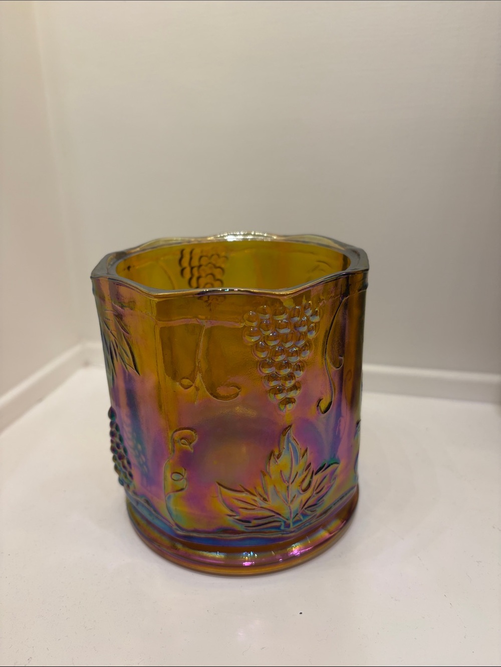 Indiana Glass Carnival  Iridescent Harvest Grape Canister without Lid